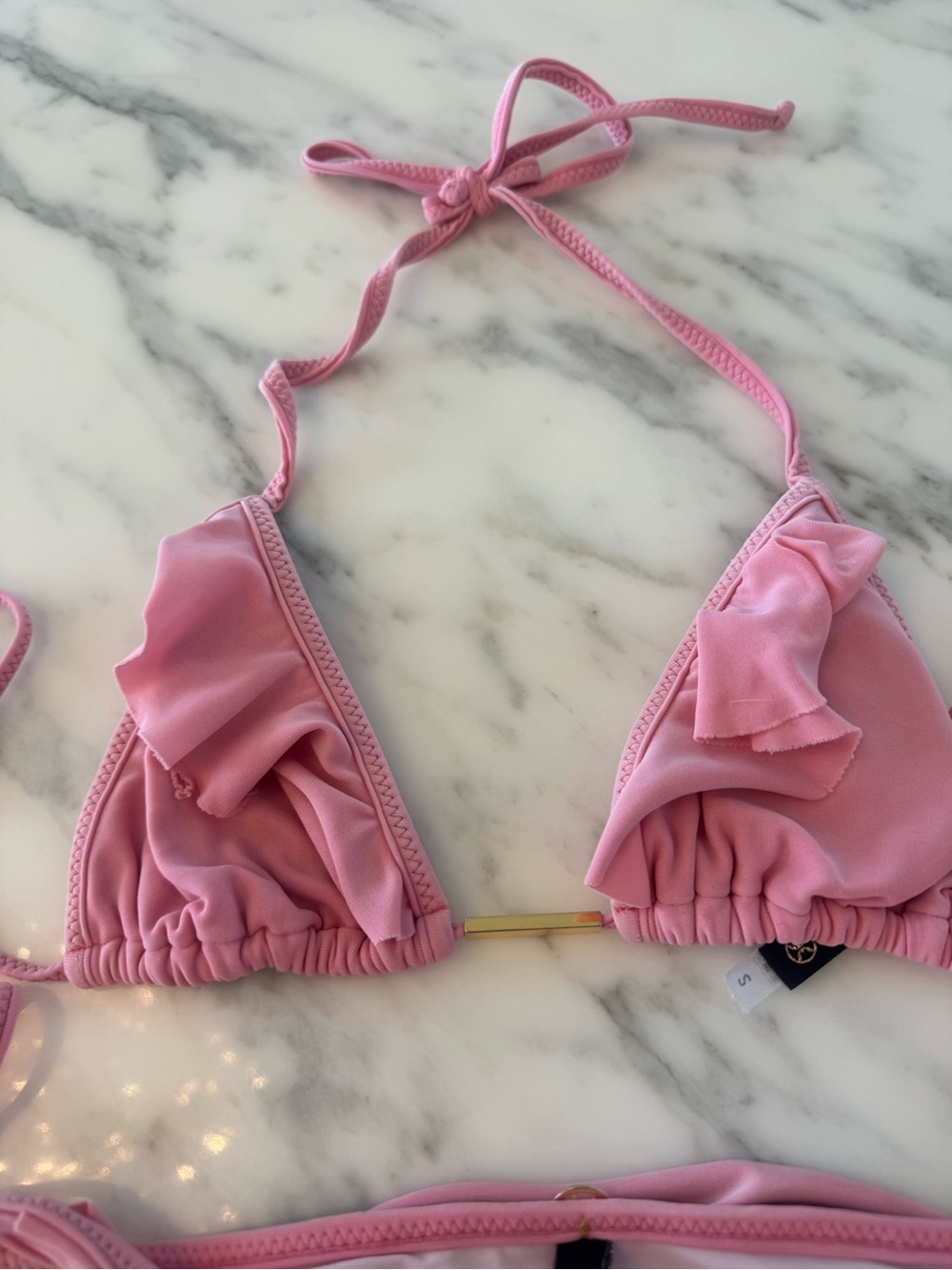 Pink Ruffle Triangle Bikini for Kids - Swim - Picture 6 of 10